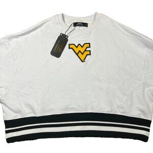Pro Standard Womens Medium White West Virginia‎ Mountaineers Crop Sweatshirt NWT